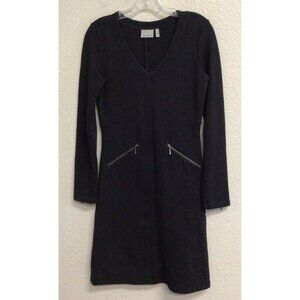 Athleta Women’s Black Celebration Dress Ponte Knit Long Sleeve Zip Pockets XS